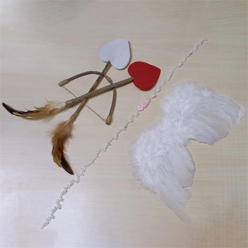 

1 Set Newborn Baby Feather- Angel Wings Arrows Bow Set Baby Angel Cupid Costume Performance Angel Outfits Photography