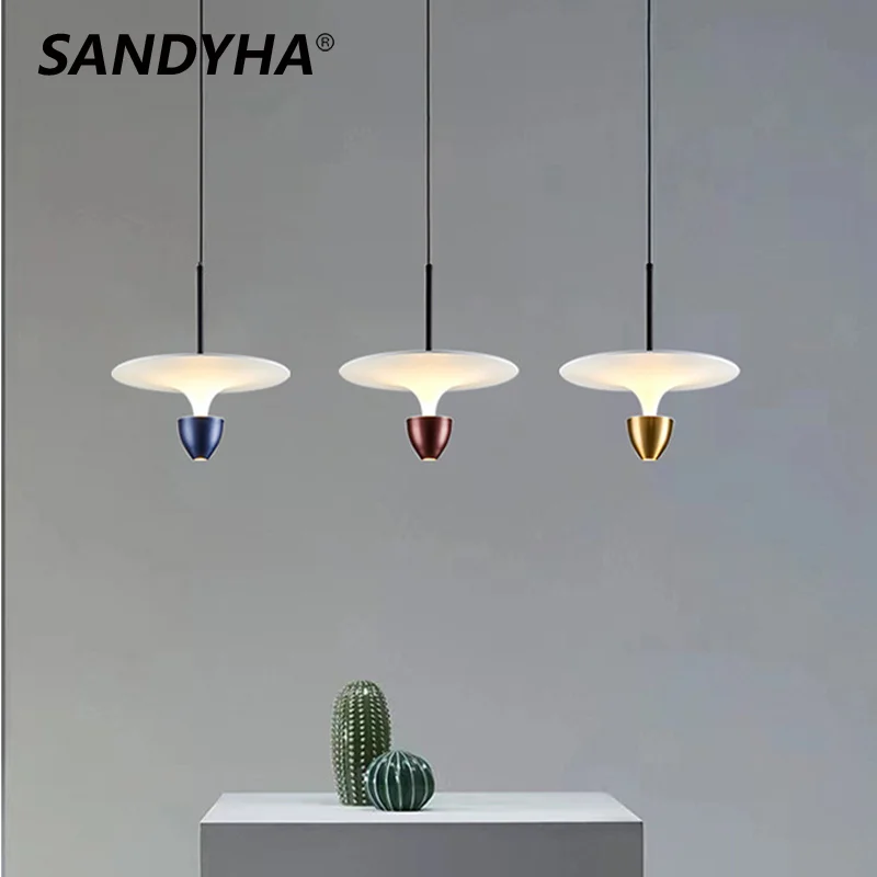 

SANDYHA Nordic UFO Pendant Lights Lamparas Colgantes Para Techo Lustres Sala De Jantar Chandelier For Living Room Hanging Lamps