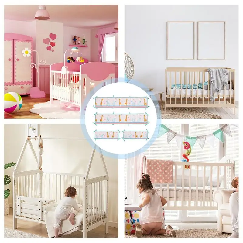 Baby Crib Bumpers 4Pcs Baby Bed Rail Heightened Anti Collision Guard Rail Toddlers Bed Side Soft