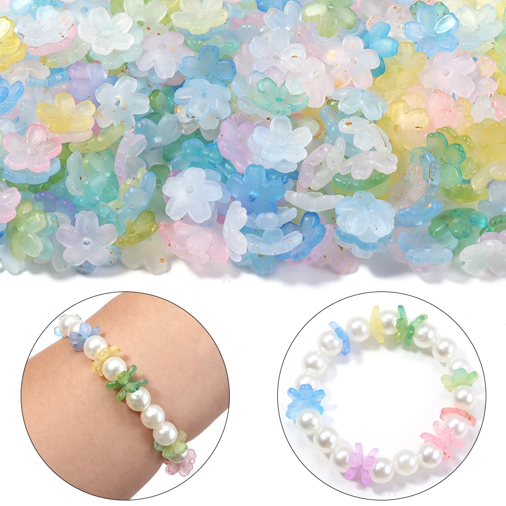 Vibrant 11mm Multi-Colored Acrylic Flower Beads - 200pcs Set