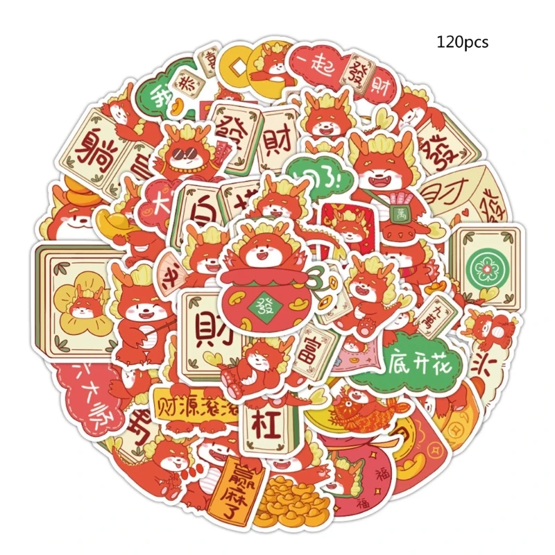 

Mahjong Dragon Stickers for Luggage Chinese New Year Decorative Sticker Reusable Scrapbook Laptop Journaling Decor