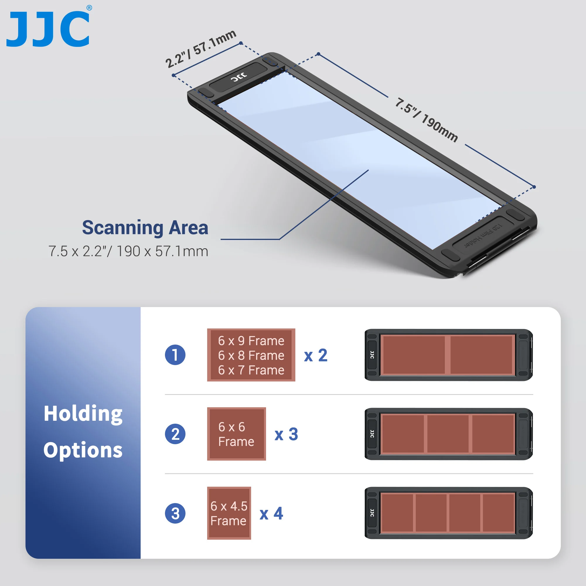 Description Picture 6 of itemJJC Film Slide Holder for 35mm / 120 Film, 35mm Negatives Film Strip for Copier 120 Film Mount Clip for Scanning