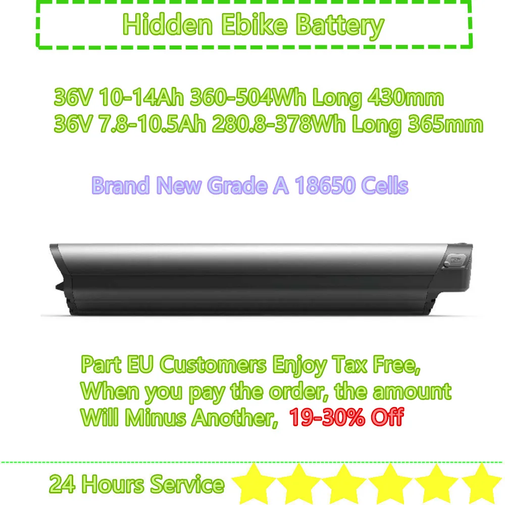 Reention EEL Mini Ebike Battery 36V 7.8Ah 10Ah 10.4Ah 14Ah Argento