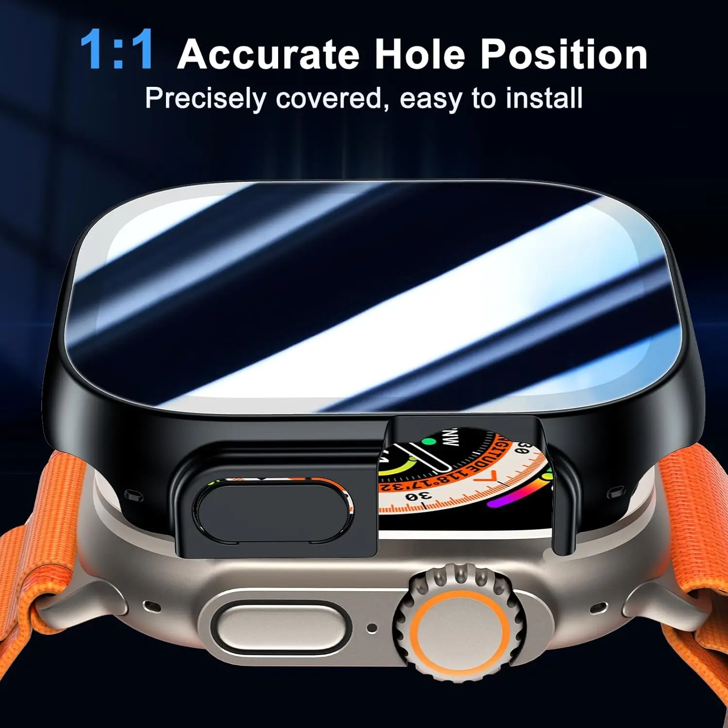 Premium Privacy Tempered Glass Case for Apple Watch - Anti-Spy Screen Protector Cover Accessories