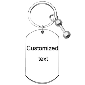 Personalized Custom Keychain Trainer Gift Key chain Weighted Barbell Dumbbell Charm Workout Gifts key rings