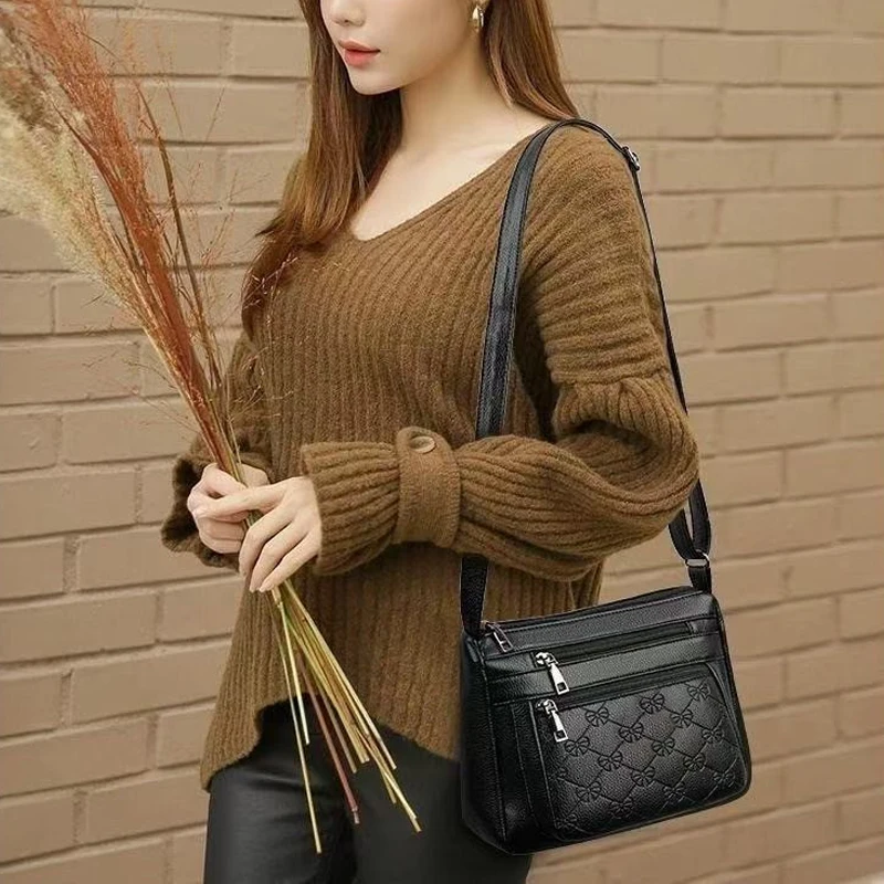 Borsa a Tracolla Classica Trapuntata alla Moda, Borsa a Spalla Sicura con Scomparti Multipli per Cosmetici, Telefono e Portafoglio - immagine 6