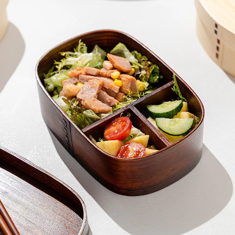 Japanese-Style Wooden Bento Box Single Layer Ash Bento Sushi Lunch Box Large Capacity Tableware for Picnics And Office Meals - 3