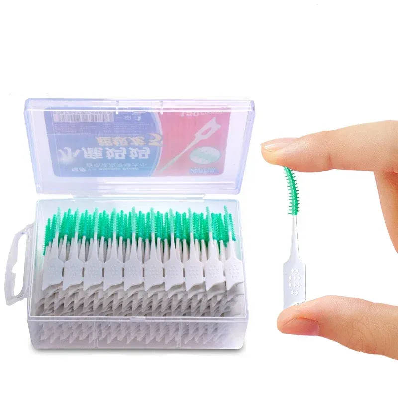 40/120pcs Interdental Silicone Brushes Dental Toothpicks Brush Between Teeth Silicone Toothpicks With Thread Oral Cleaning Tool