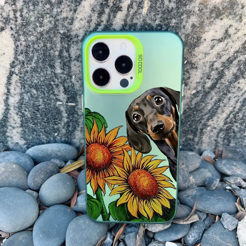 Dackel Silhouette Hund Niedliche Tier Handyhülle für IPhone 12 Pro Max Mini 11 13 14 15 Pro Max 15 14 Plus Laser Back Cover Funda – Detail 5