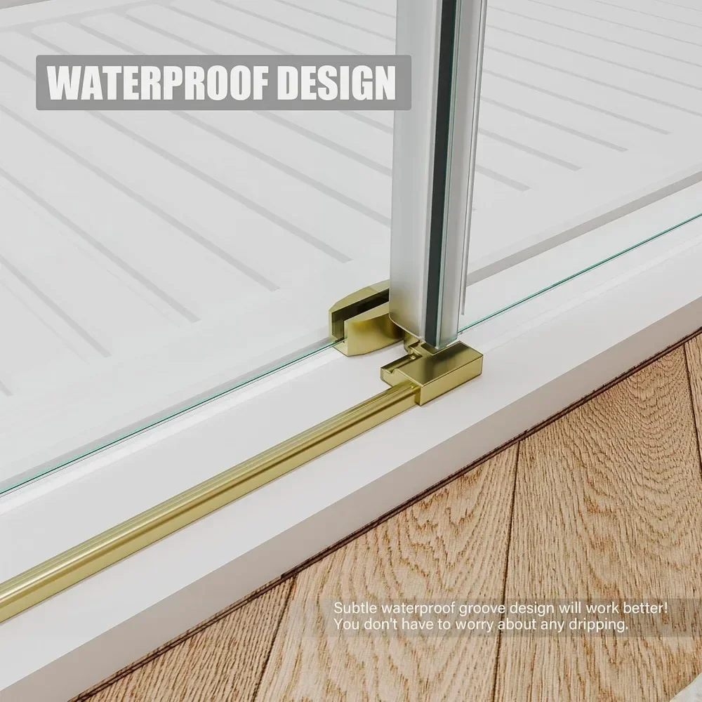 Shower Door 56-60" W × 76" H Glass Shower Door,Frameless Shower Doors with Handle and Seal Strip 2