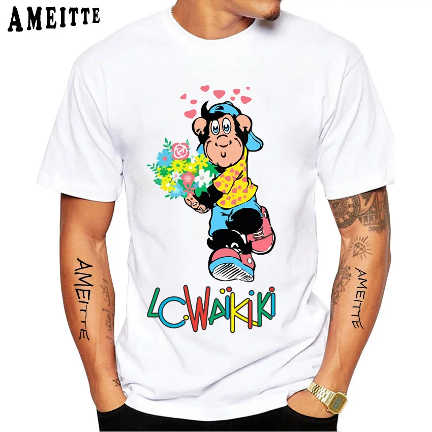 LC-Waikiki Monkey 80'S Unisex T-Shirt Graphic Top Printed Tee Mens Black Shirt S
