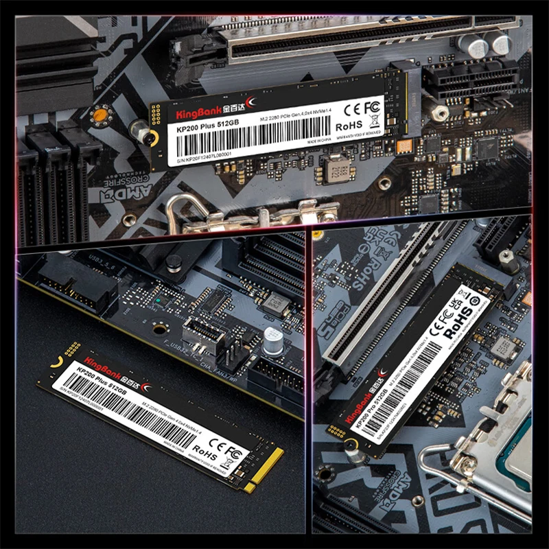 Kingbank Ʈ ũž  ָ Ʈ ̺, KP200 PLUS 512GB M.2 2280 SSD Gen4x4 , ִ 3500 MB/s,NVMe1.4