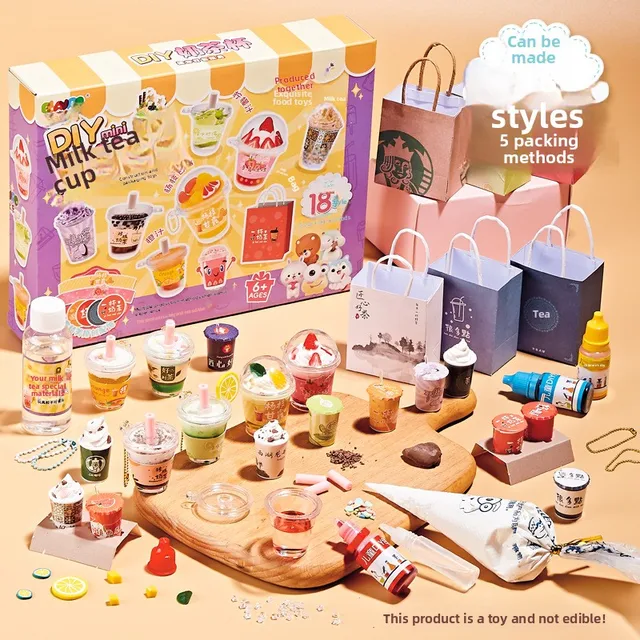 Mini tasse de thé au lait DIY, ensemble de jouets d'emballage, jeu à main à tout moment, série de jouets de décompression 1