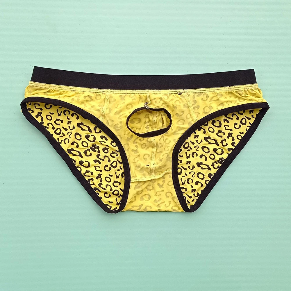 

Briefs For Men Open Front Underwear Sexy Leopard U Convex Pouch Shorts Elasticity Panties Underpants Lingerie Bikini Slip Homme
