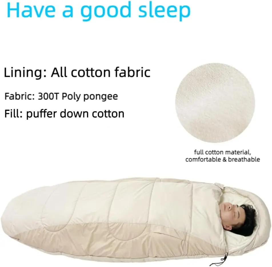 Outdoor Camping Sleeping Bag PS200 Cotton Ultralight Waterproof Winter Warm Wearable for Outdoor Hike