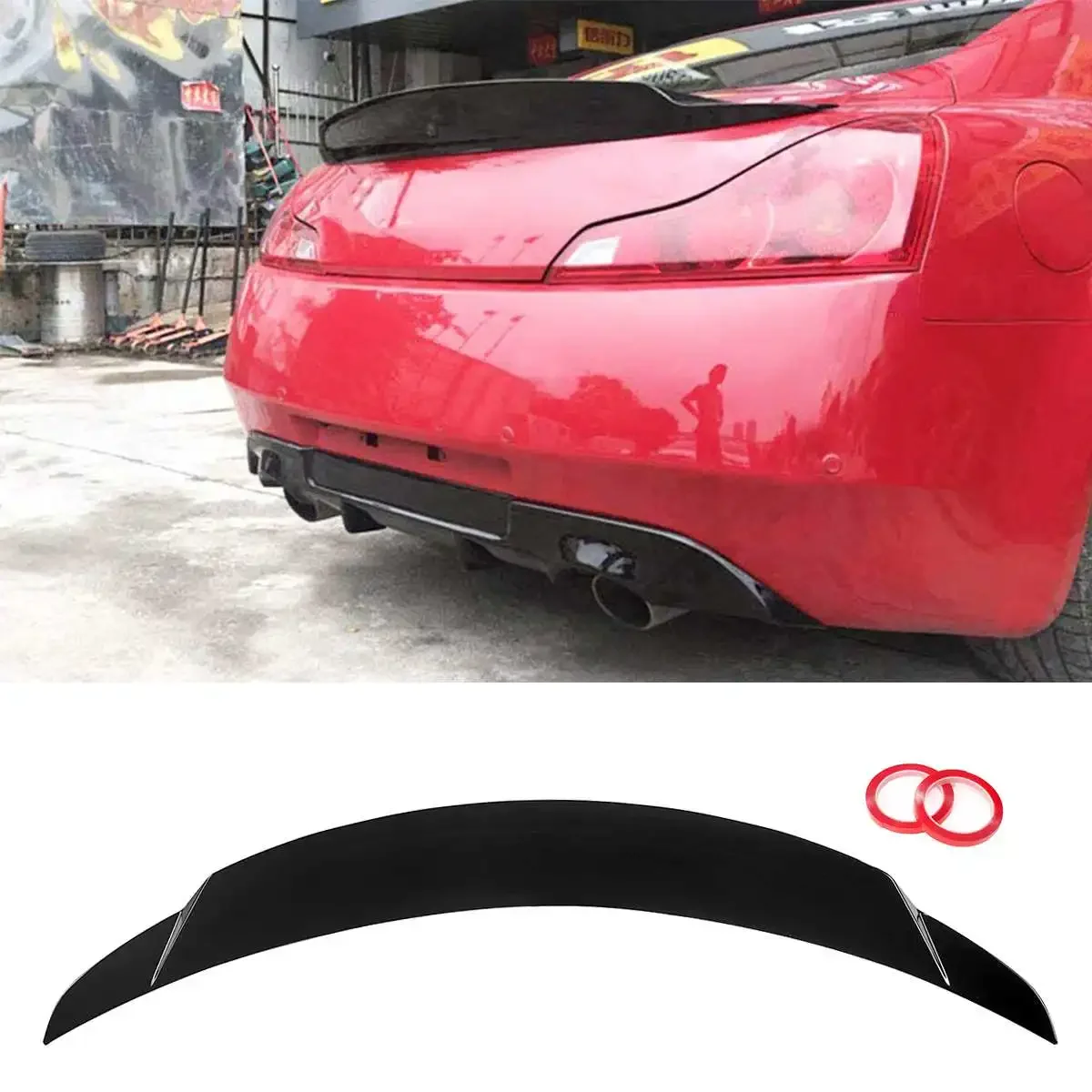 

Car Rear Trunk Spoiler Wing Lid Extension FIT FOR 2008-2013 For INFINITI G37 2 DOOR GLOSSY BLACK HIGH KICK REAR TRUNK SPOILER
