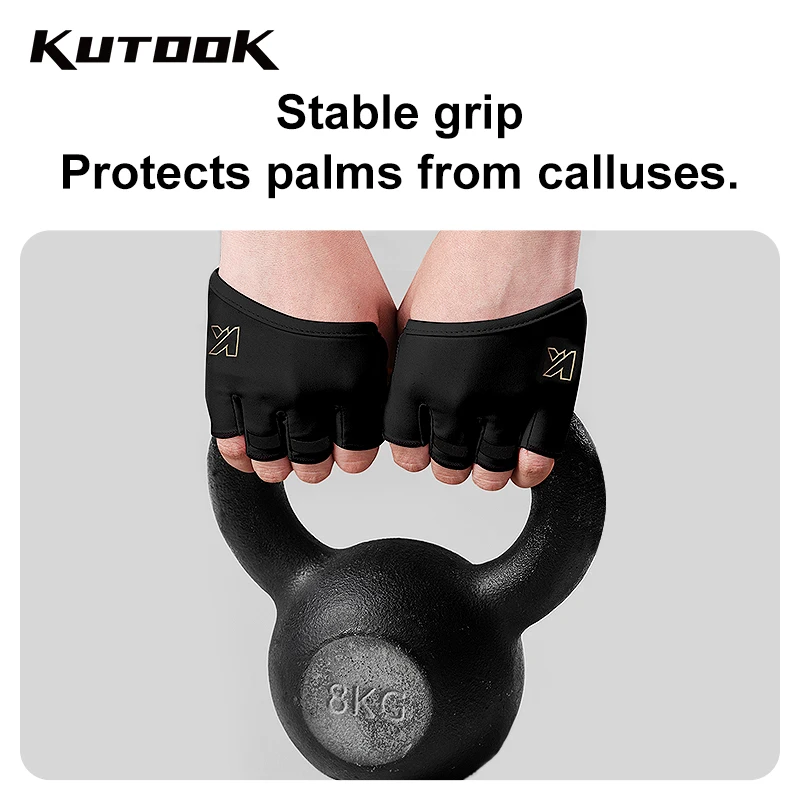 KUTOOK Gym Fitness Half Finger Gloves Men Women for Crossfit Workout Glove Power Weight Lifting Bodybuilding Hand Protector 5