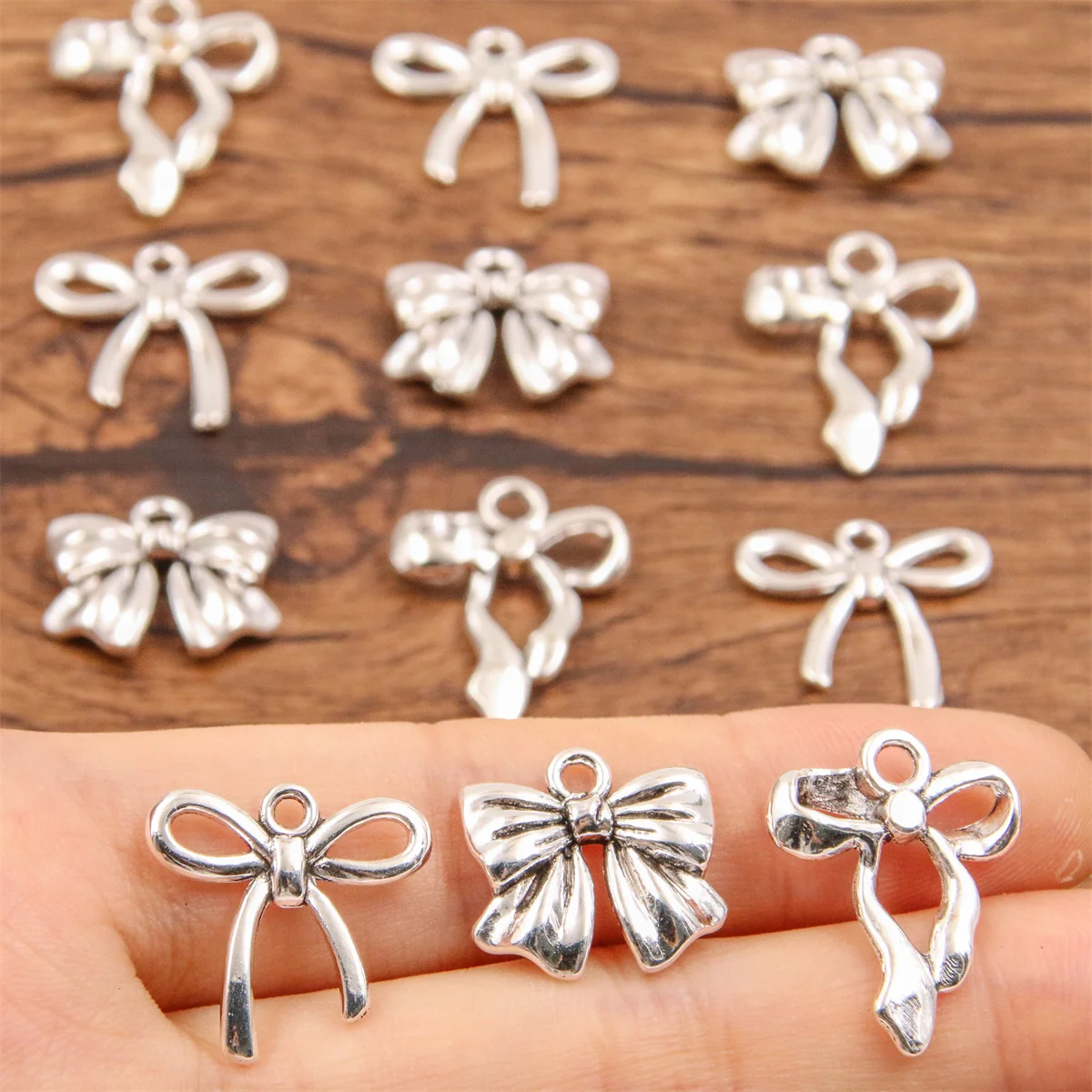 Metal Alloy Bow Charms 20Pcs 3 Style for Jewelry Making DIY