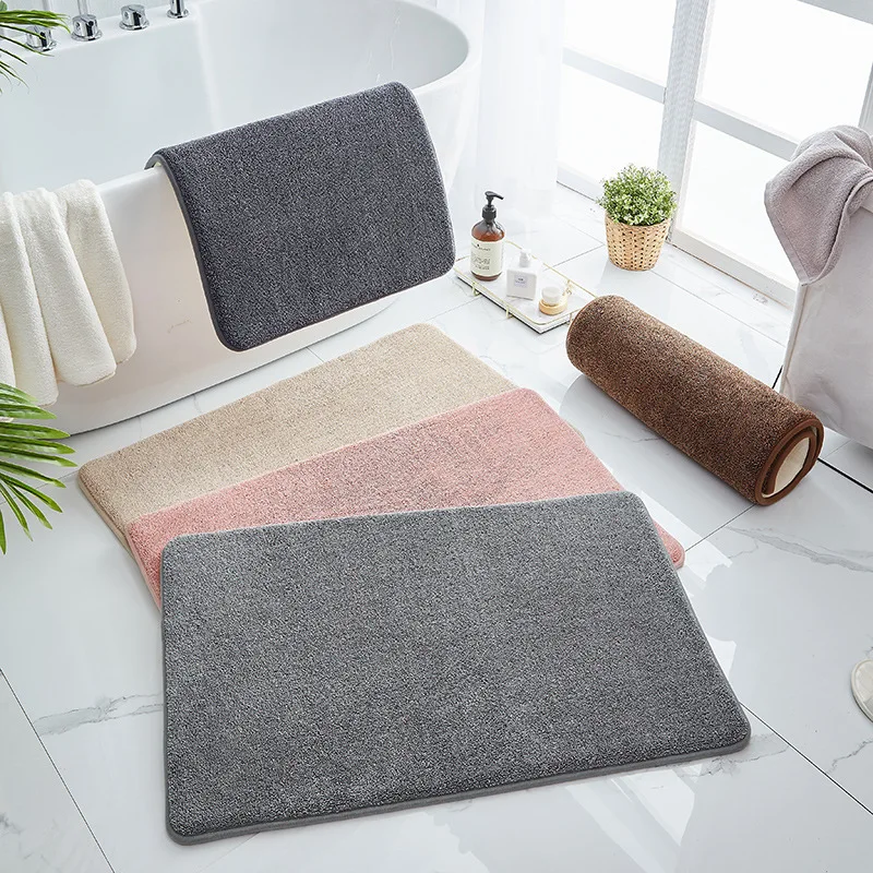 

Soft Fiber Bath Mat Memory Foam Sandwich Rebound Foot Mat Fast Absorbent Bathroom Carpet SBR Non-slip Bathroom Floor Mat