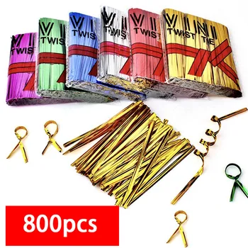 800pcs 6/8/10cm Gold/silver Metallic Twist Ties Wire Sealing Binding Wire For Plastic Lollipop Candy Bags Party Gifts 1