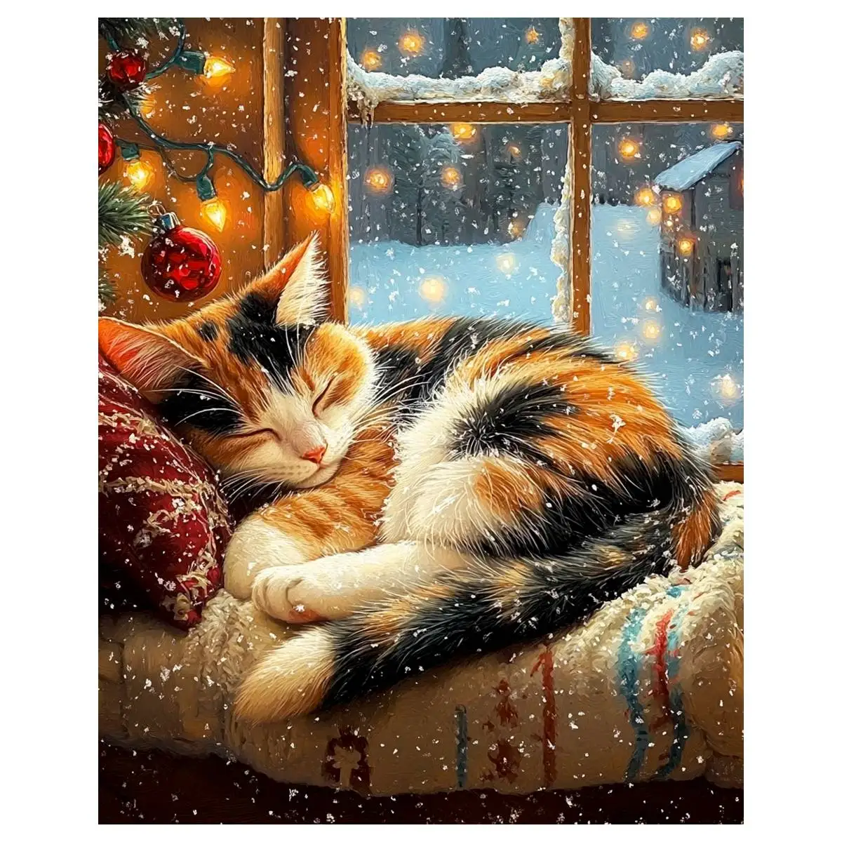 Schlafende Katze 30X40CM/11.8X15.7in Kreuzstich-Set DIY 11CT/14CT Stickerei Wandbild DIY Kreuzstich-Sets