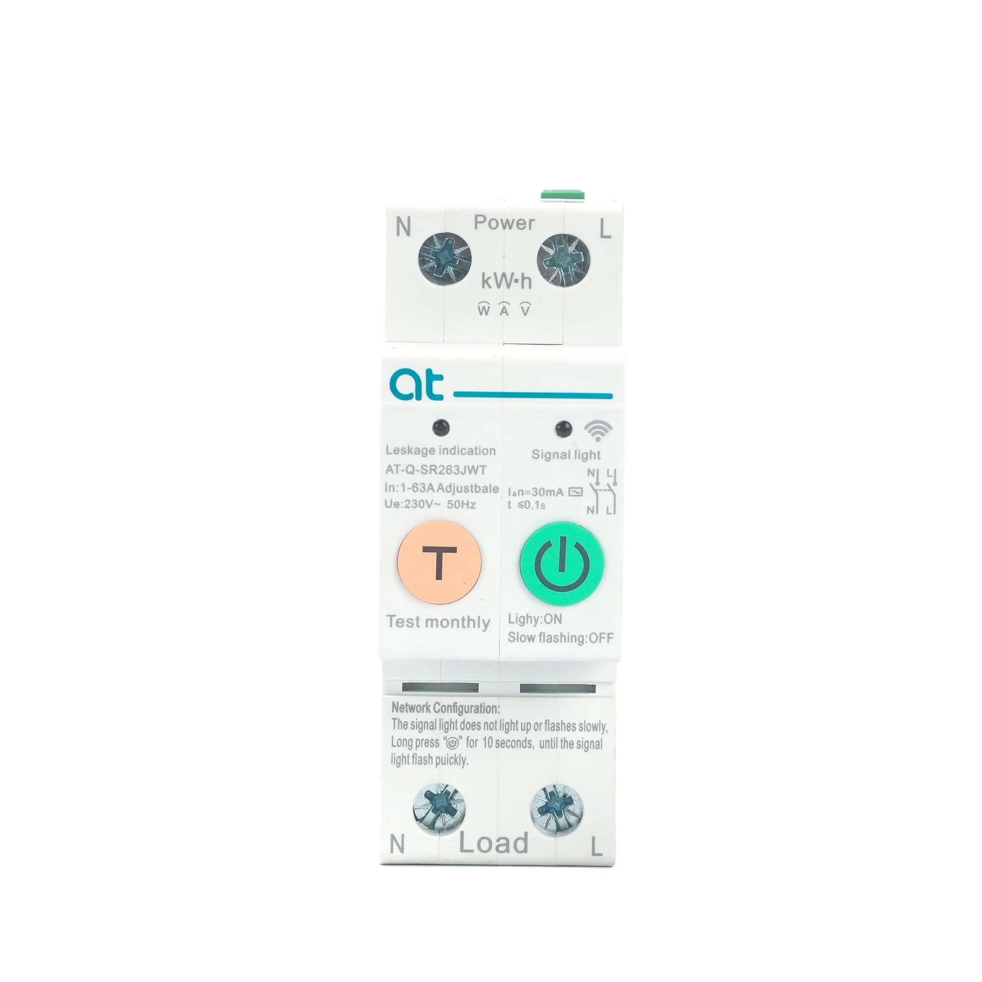 

63A DIN Rail WIFI Circuit Breaker Smart Switch Remote Control by Ewelink APP for Smart Home with Leakage Protection AT-Q-SR163JW