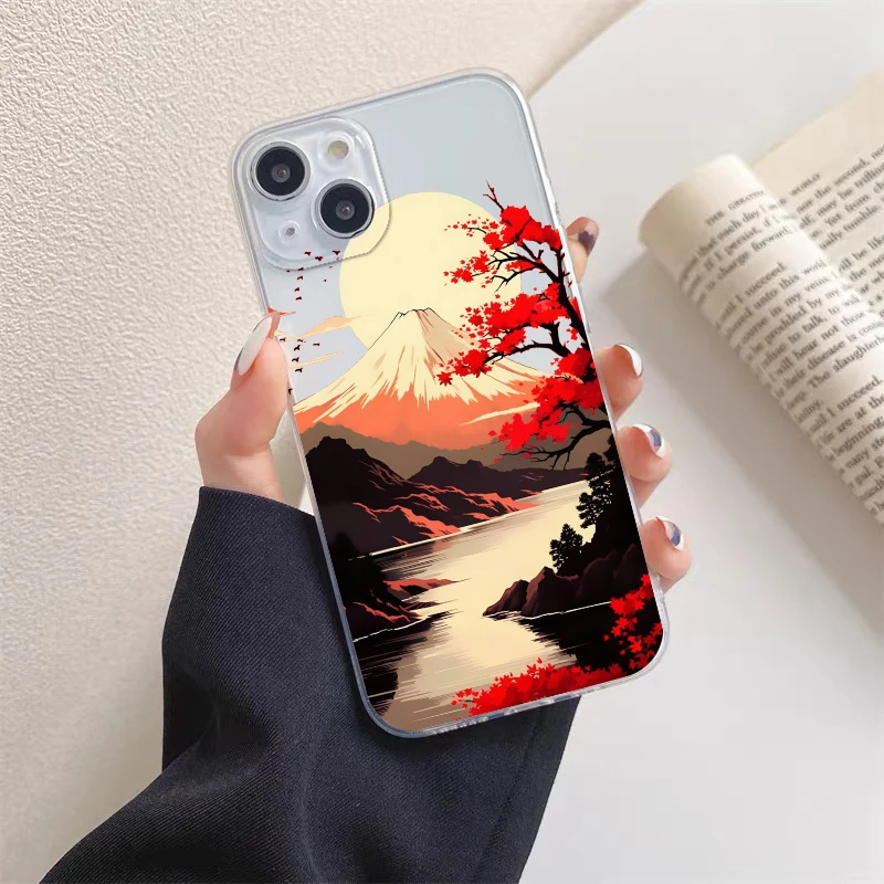 Ins Fuji Berglands chaft Sonnen untergang klare Telefon hülle für iPhone 11 12 13 Pro Max Mini 14 plus Pro Max X XR XS 7 8 plus Rückseite – Detail 11