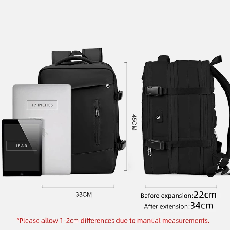 Extendible Travel Backpack Unisex Laptop Bag Women Large Luggage Bags Men's Students Business Trip USB Charge Mochila XA299C