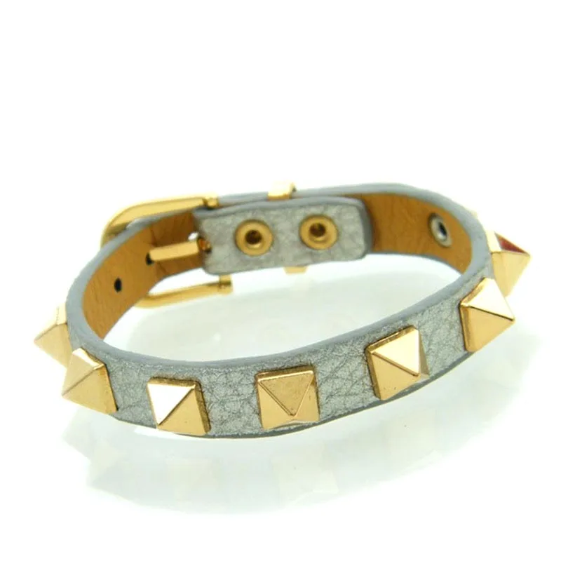 

Punk rivets pin buckle adjustable leather bracelet