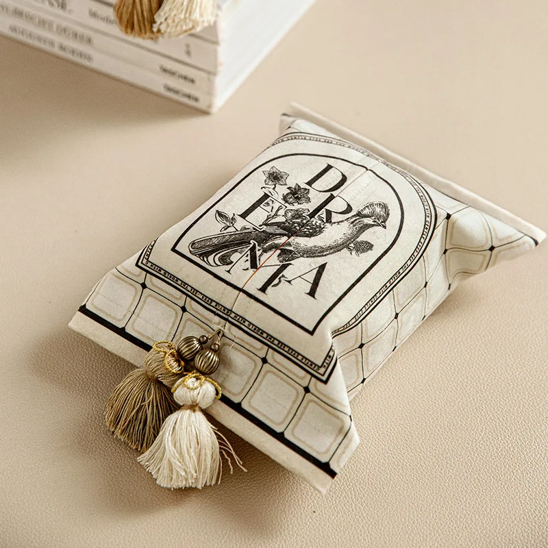 Tissue Box Paper Holder Napkin Dispenser Velvet Facial Organizer Wabi-sabi Beige Japan Style Luxury Hand Paint Gome Decoration 3