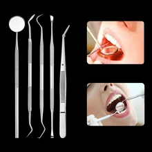 

5pcs/set Stainless Steel Dental Mirror Oral Care Tool for Teeth Cleaning Dental Kit Instrument Dental Pick Dentist Prepare Tool