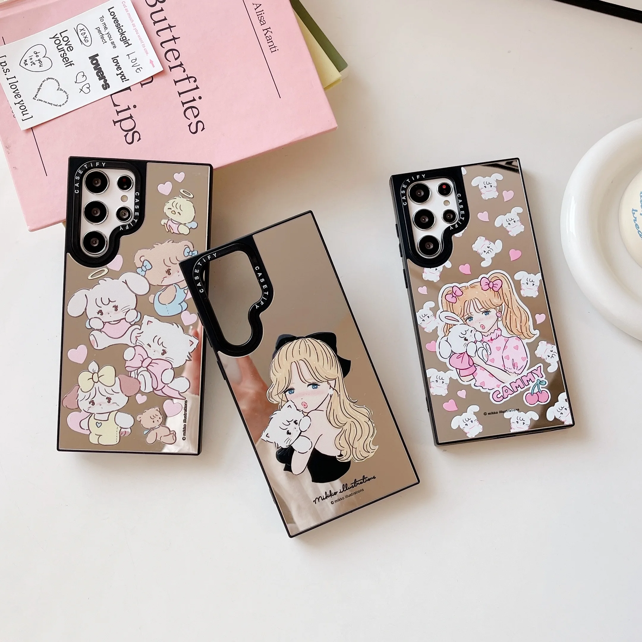 Casetify Mirror Cute Girl Phone Case For Samsung Galaxy S22 S22 Plus S22ultra 23ultra Shockproof