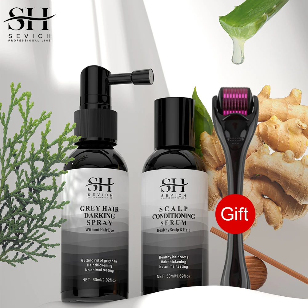 No Irritation Reverse Hair Gray Spray Naturally Ginger Repairing Scalp Serum For Men Women Cover Gray White Hair Shampoo Sevich