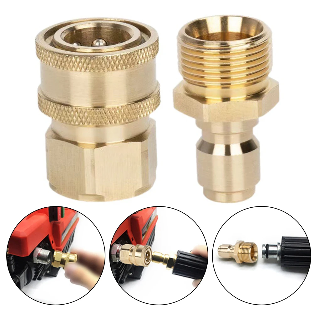 고압 세척기 스파우트 키트용 3/8 M22 어댑터 2개, 퀵 커넥트 키트, 자동차 세척용 워터 파이프 조인트 액세서리