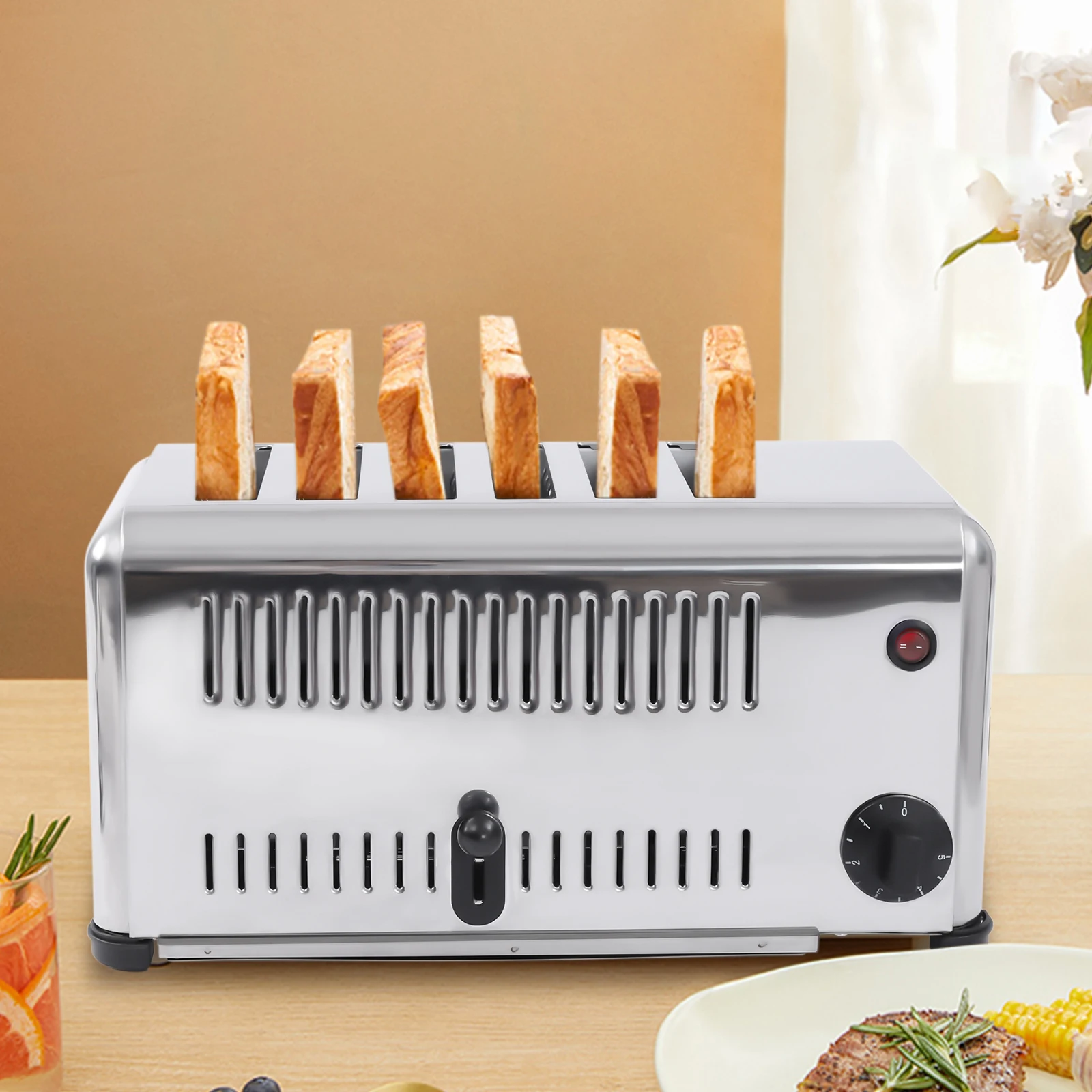 Sweetmile Commercial Bread Maker Machine 1.2 Inch Slot for Breakfast Silver Toaster Home Stainless Steel Bread Baking Machine 4