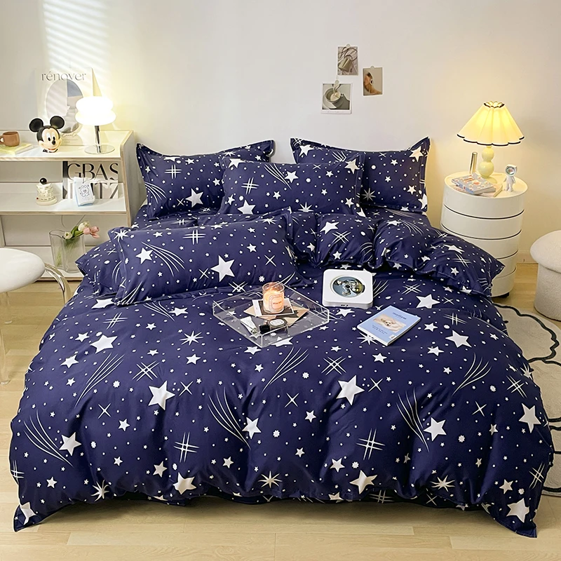 4pcs Bedding Household Items Set Four Sets of Comfortable Cotton Printed Twin/queen Size Quilt Cover