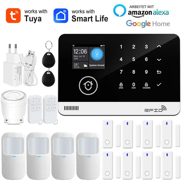 Tuya Smart WiFi GSM Home Security Alarm System - Touch Keyboard RFID APP Control Wireless Anti-Theft with Volume Adjustable 9