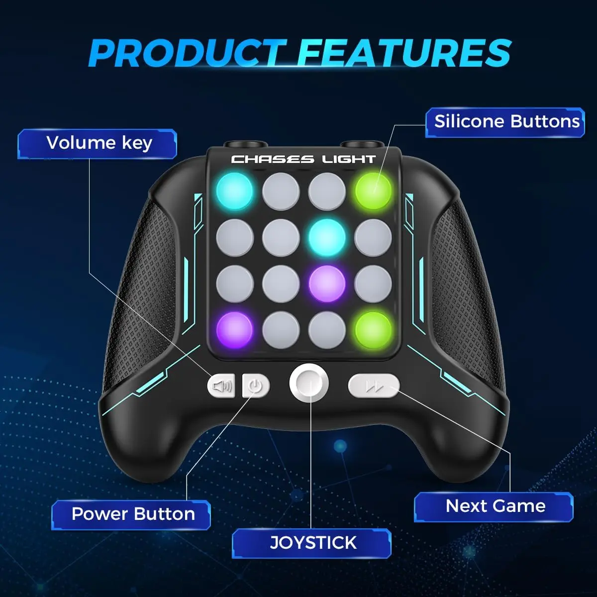 VATOS 2x Quick Push Fidget Game Handheld Electric Pop Game Toy 5 Gameplay Modes Portable Controller for Ages 6+ Kids Boys Girls 5