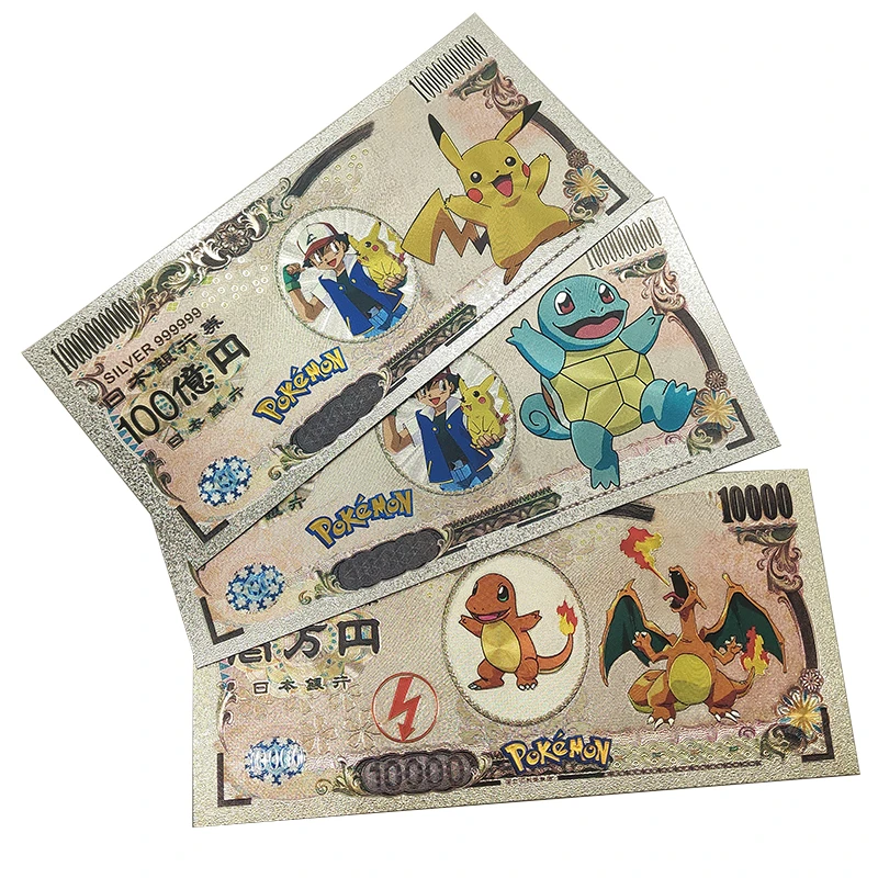 Pokemon Silver Coins Collectibles Banknotes Anime Pikachu Figure Comics ...