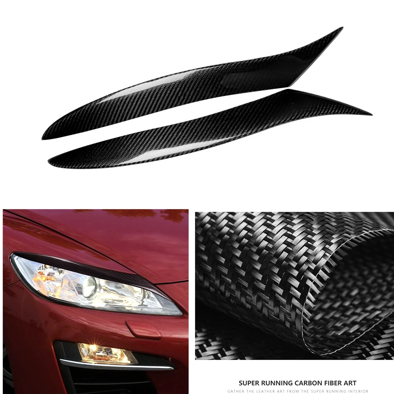 

For Mazda RX-8 RX8 2009-2012 Headlight Eyebrow Headlamp Eyelid Trim Carbon Fiber Front Head Light Lamp Cover Brow Lid Sticker