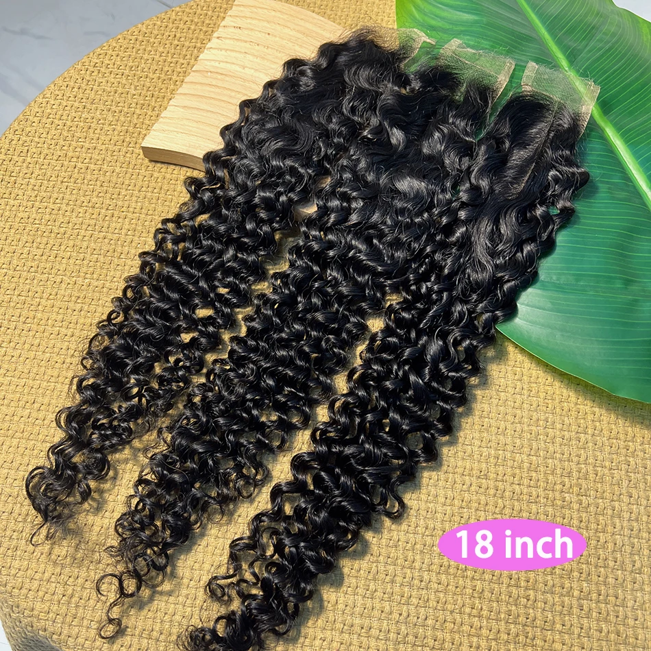 2x6 HD Lace Closure Deep Curly Human Hair Deep Parting Preplucked Bleached Knots Invisible Closure Natural Color For Women
