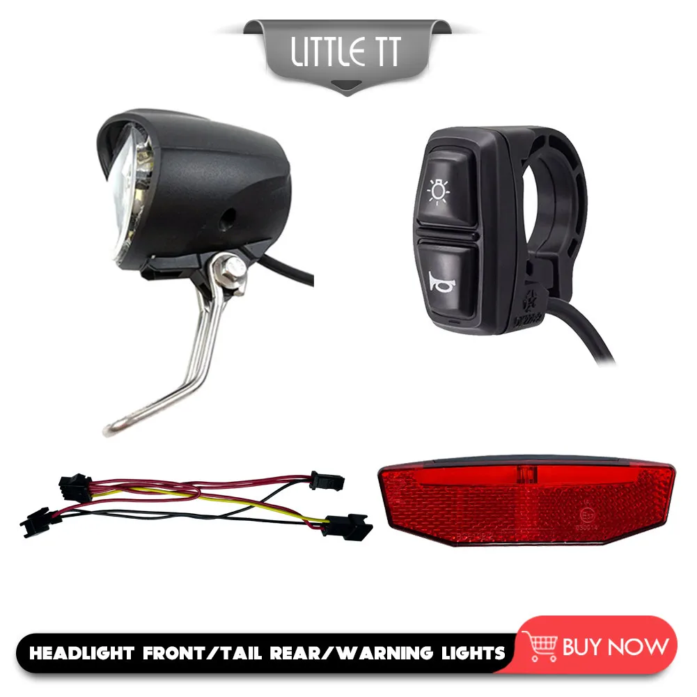 

12V-72V Ebike Headlight+Horn Tail Rear Light LED Electric Bicycle With Switch Light Sets E-bike Conversion Accessories