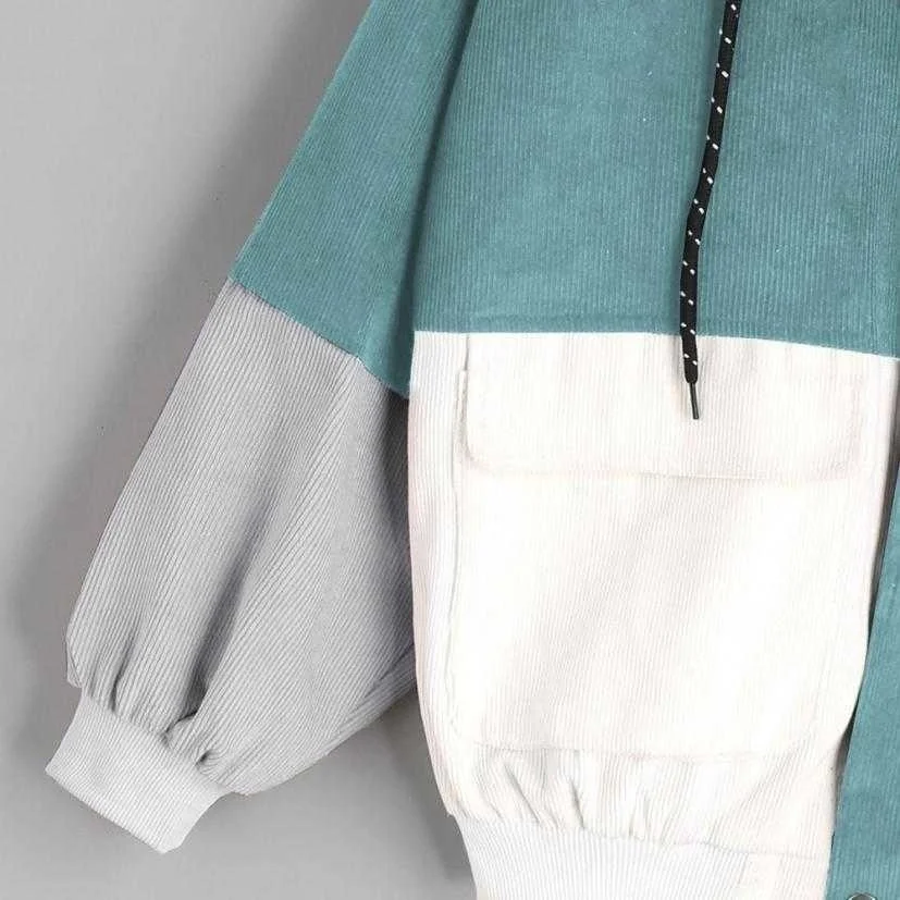 Oversized Corduroy Patchwork Jacket