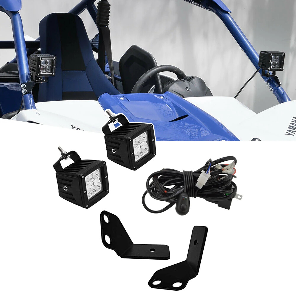 

Front Side Pillar Mounting Brackets and 3 Inches LED Cube Light Pod with Wiring Kit Fits Yamaha YXZ 1000R 2016-2023