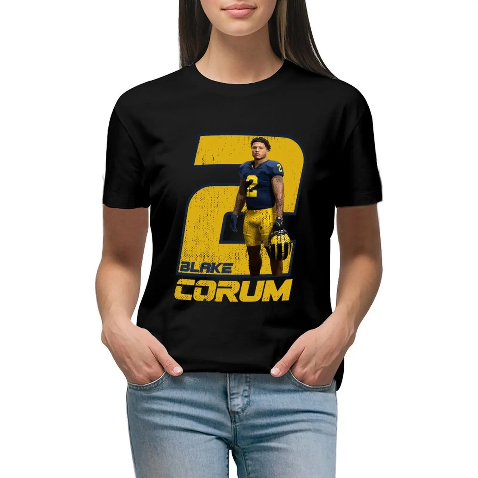 Blake Corum T-Shirt Funny Female Top Abbigliamento Donna