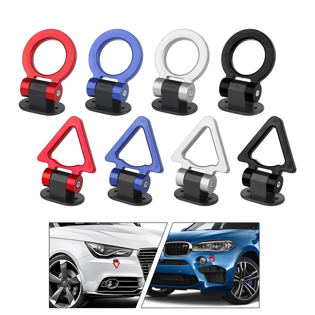 AUTO MT RED Round Car Tow Hook Universal Decorative Racing Style Trailer  Hook Sticker Rear Tow Strap Tow Hook Towing Belt Car Bumper (ONLY  Decoration)