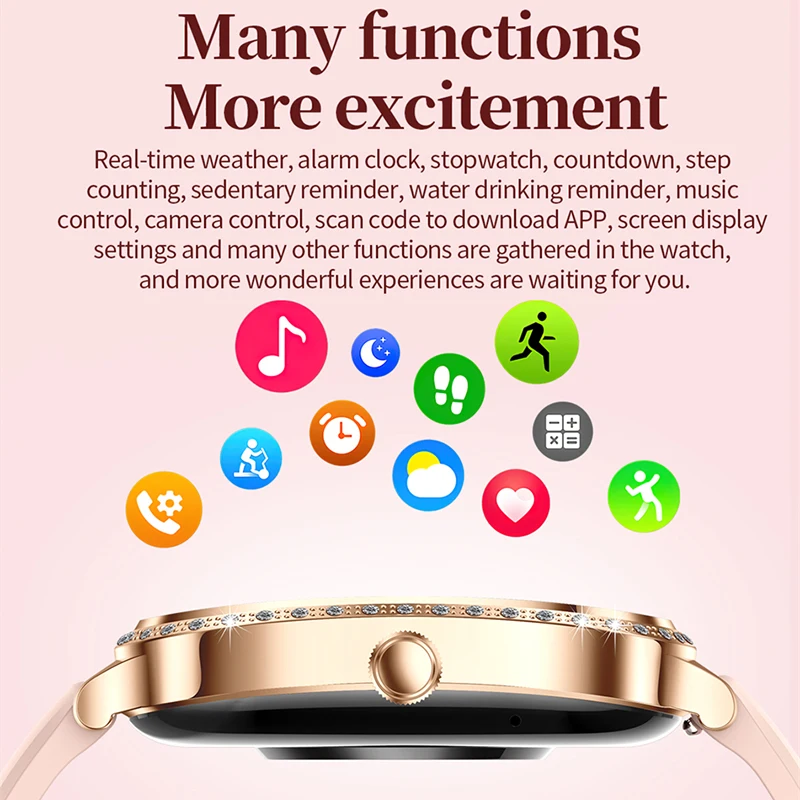 2025New Fashion Smart Watch Women 360*360 HD Screen Heart Rate Monitor Custom Dial Waterproof AI Voice Bluetooth Call Smartwatch