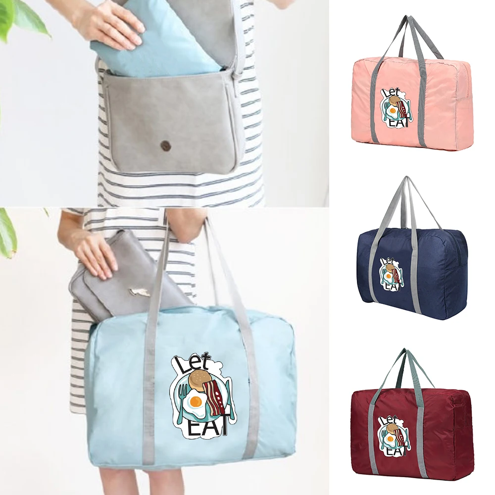 

Large Capacity Travel Bags Men Clothing Organize Travel Bag Women Storage Bags Luggage Bag Handbag Let Eat Print