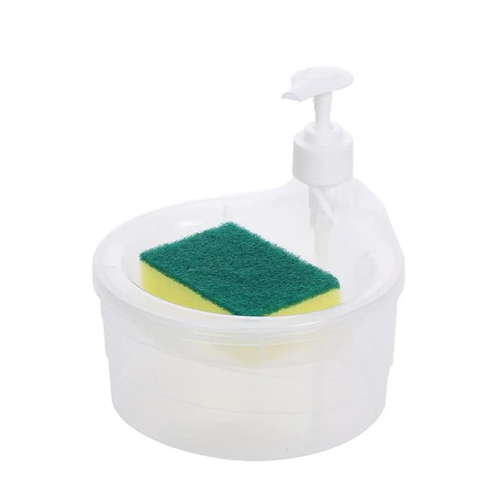 Soap Dispenser Pump With Sponge Manual Press Cleaning Liquid Container Manual Press Soap Organizer Kitchen Tool