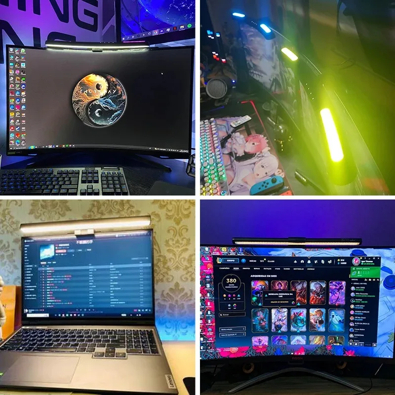 Screen Hanging Light Monitor For Pc USB Stepless Dimming RGB Curved Monitor Computer Desks Eye-Care Gaming Screen Bar LED Light